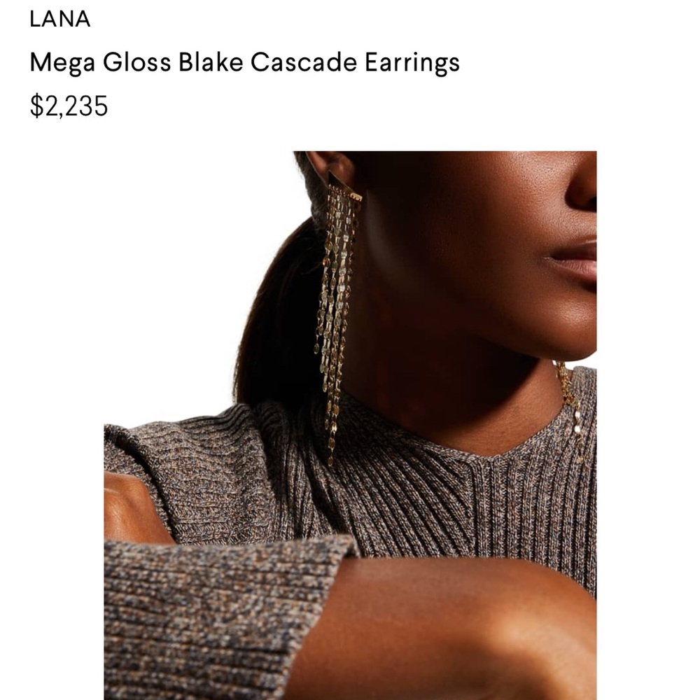 LANA MEGA GLOSS BLAKE CASCADE EARRINGS 14K Yellow Gold Dangle Chain Earrings✨